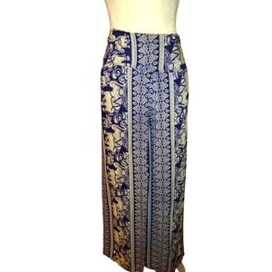 Women's Medium Rayon Paisley Elephant Wrap Long Pants